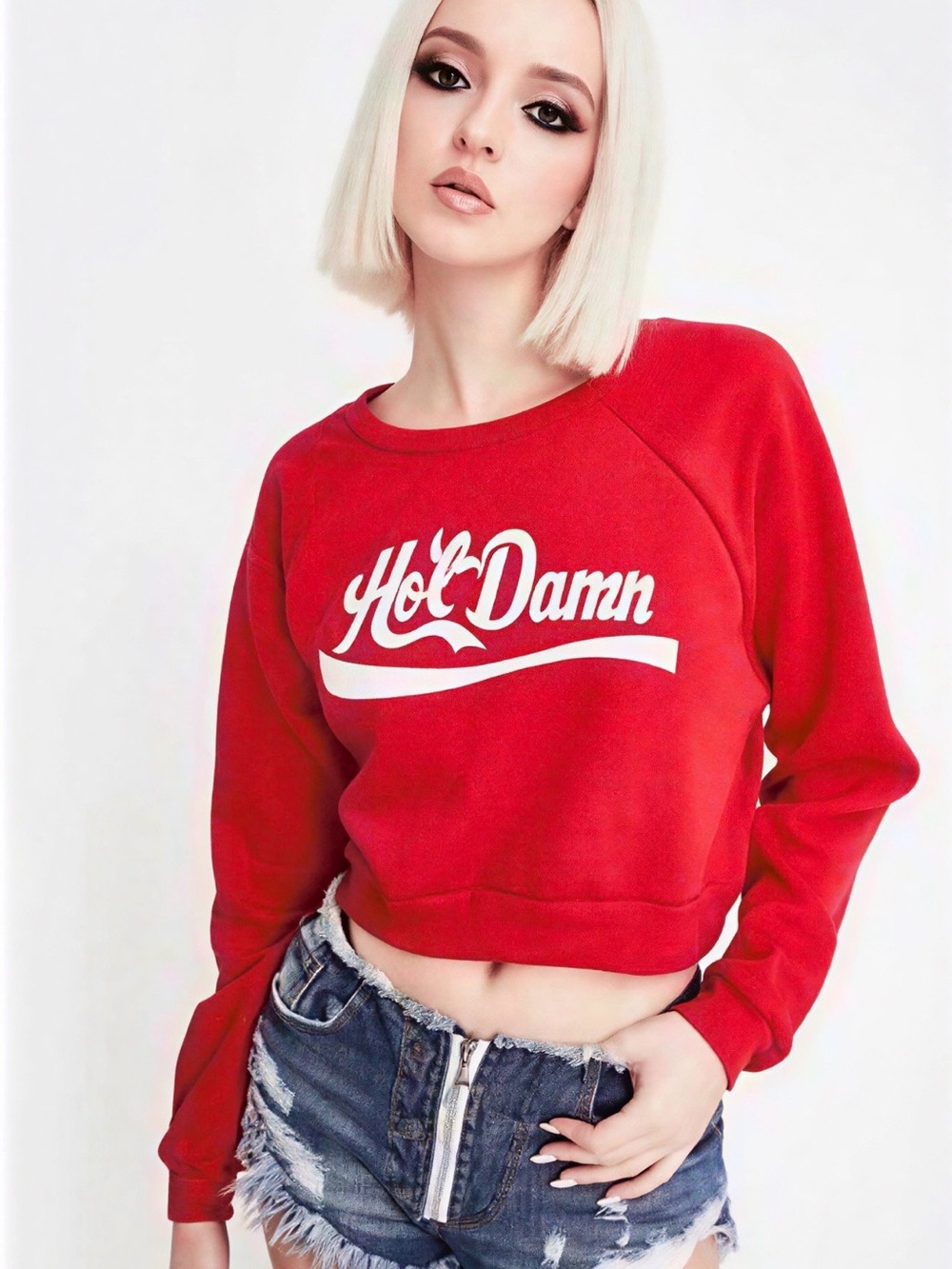 Dolls Kill Hot Damn Cropped Sweatshirt